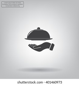 tray in hand icon. One of set web icons