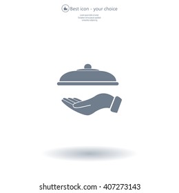 tray in hand icon. One of set web icons