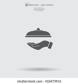 tray in hand icon. One of set web icons