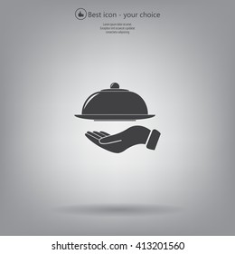 tray in hand icon. One of set web icons