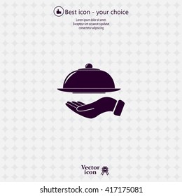 tray in hand icon. One of set web icons