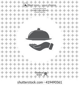 tray in hand icon. One of set web icons