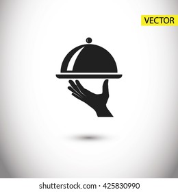 tray in hand  icon. One of set web icons