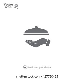tray in hand icon. One of set web icons