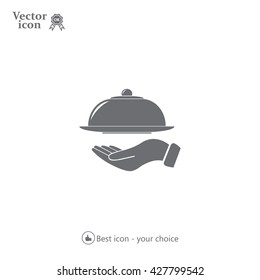 tray in hand icon. One of set web icons