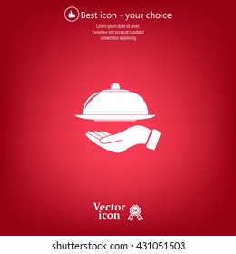 tray in hand icon. One of set web icons