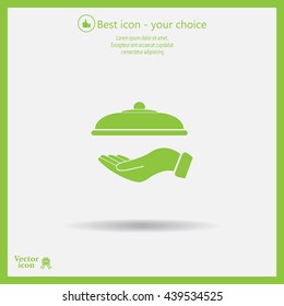 tray in hand icon. One of set web icons