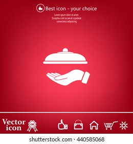 tray in hand icon. One of set web icons