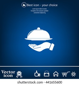 tray in hand icon. One of set web icons