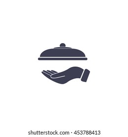 tray in hand icon. One of set web icons