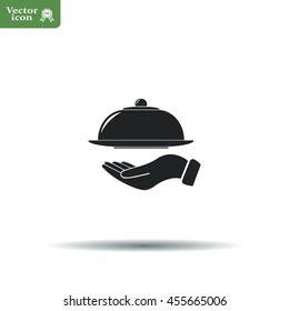 tray in hand icon. One of set web icons