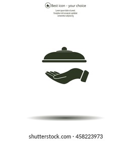 tray in hand icon. One of set web icons