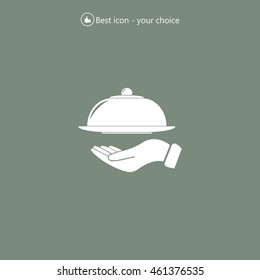 tray in hand icon. One of set web icons
