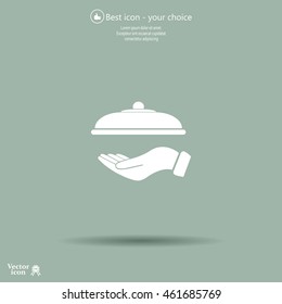 tray in hand icon. One of set web icons