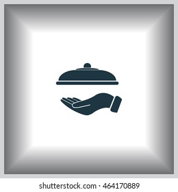 tray in hand icon. One of set web icons