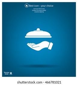 tray in hand icon. One of set web icons