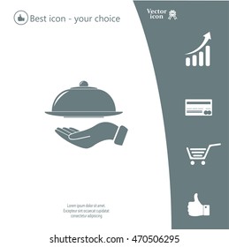 tray in hand icon. One of set web icons