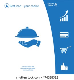 tray in hand icon. One of set web icons