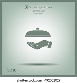 tray in hand icon. One of set web icons
