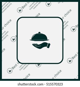 tray in hand icon. One of set web icons