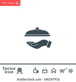 tray in hand icon. One of set web icons