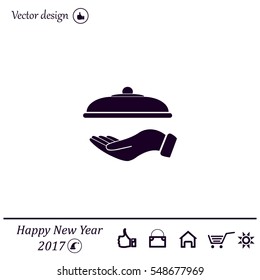 tray in hand icon. One of set web icons