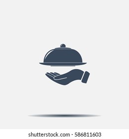 tray in hand icon. One of set web icons