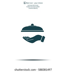 tray in hand icon. One of set web icons