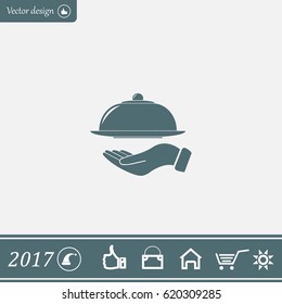 tray in hand icon. One of set web icons