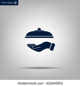 tray in hand icon. One of set web icons