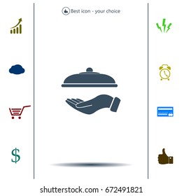 tray in hand icon. One of set web icons