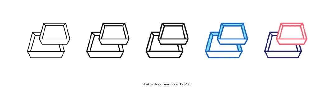 Tray Icon In 5 Different Styles Set Collection.