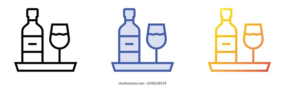 tray icon. Linear, Blue Fill and Gradient Style Design Isolated On White Background