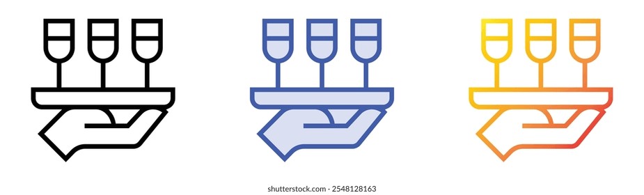 tray icon. Linear, Blue Fill and Gradient Style Design Isolated On White Background