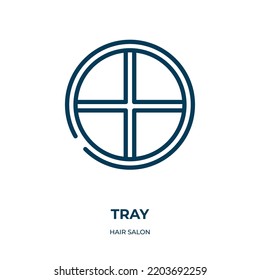 Tray icon. Linear vector illustration from hair salon collection. Outline tray icon vector. Thin line symbol for use on web and mobile apps, logo, print media.