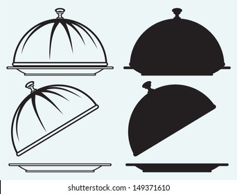 Tray isolated on blue background