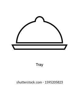 Tray linear icon vector on white background. Black icon illustration