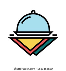 tray and napkins color icon vector. tray and napkins sign. isolated symbol illustration
