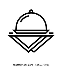 tray and napkins line icon vector. tray and napkins sign. isolated contour symbol black illustration