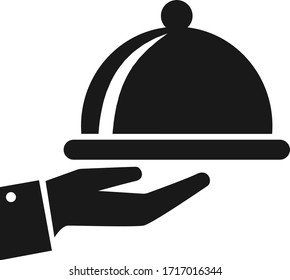 Tray on the hand icon Vector Illustration on the white background