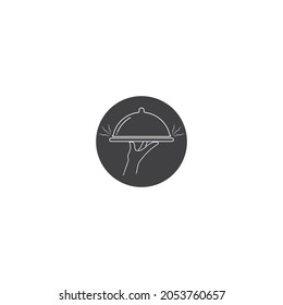 Tray on the hand icon Vector Illustration on the white background.