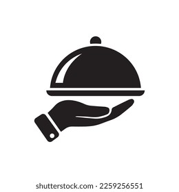 Tray on the hand icon Vector Illustration on the white background.