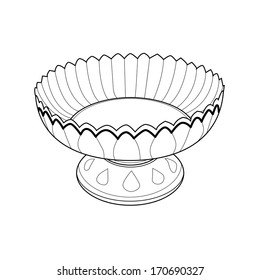 tray with pedestal out line vector 