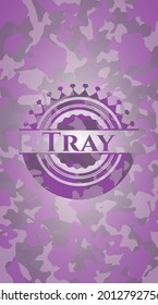 Tray pink auf Camo-Muster. Vektorgrafik. Detaillierte Angaben. 