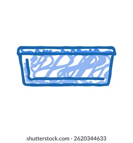 Vector de boceto de icono de doodle de paquete de plástico de bandeja. Bandeja de plástico paquete de muestra. ilustración de símbolo aislado