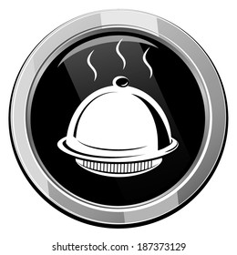 Tray. Round black icon. Vector illustration