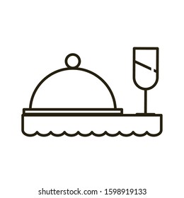 tray server menu with wine cup vector illustration design