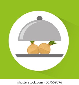 tray server with vegetable menu vector illustration design