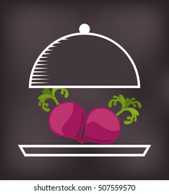 tray server with vegetable menu vector illustration design