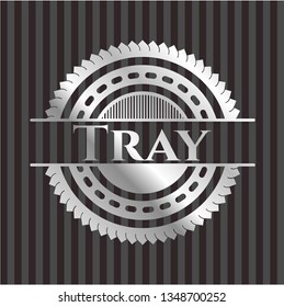 Tray silvery shiny emblem